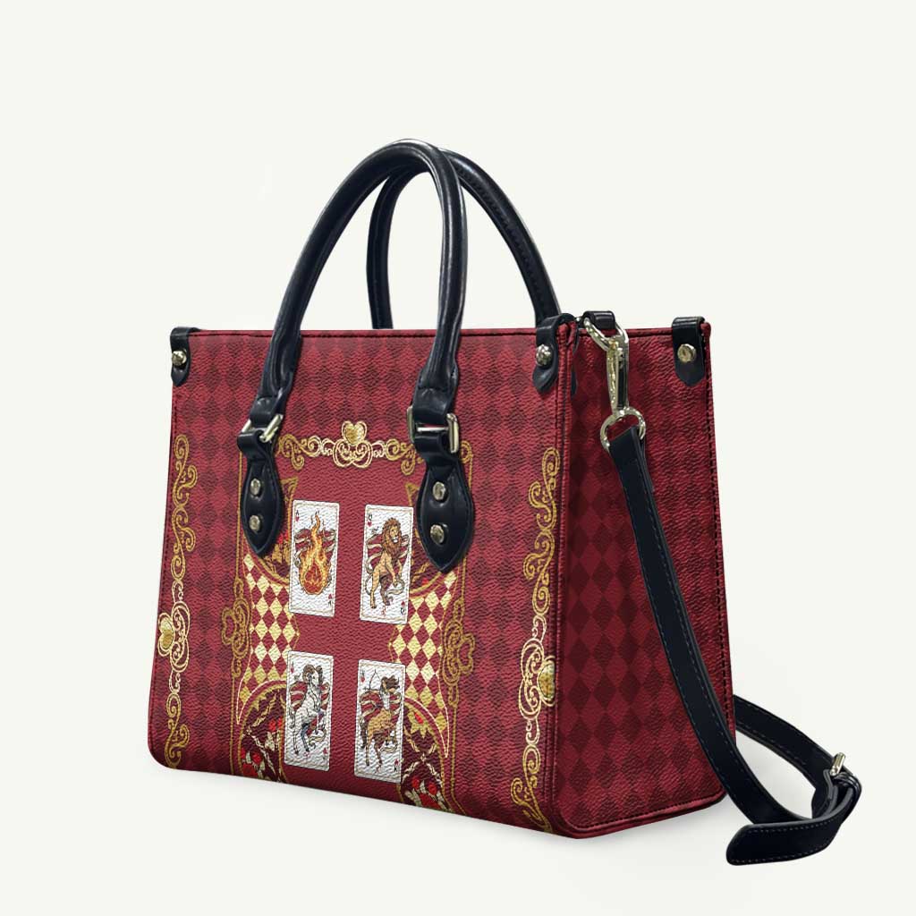 Zodiac Signs Leather Bag The Fire Element Baroque Hearts Card