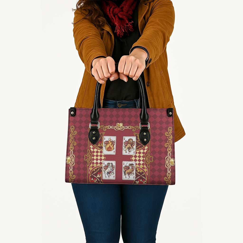 Zodiac Signs Leather Bag The Fire Element Baroque Hearts Card