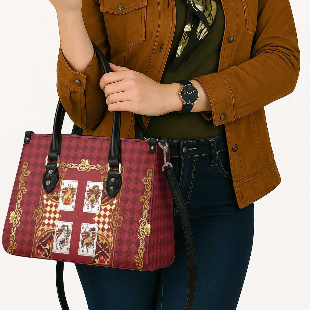 Zodiac Signs Leather Bag The Fire Element Baroque Hearts Card