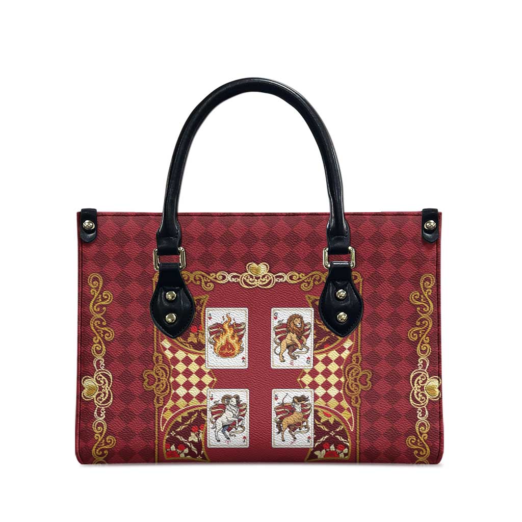 Zodiac Signs Leather Bag The Fire Element Baroque Hearts Card