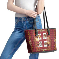Zodiac Signs Leather Tote Bag The Fire Element Baroque Hearts Card