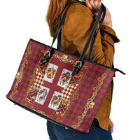 Zodiac Signs Leather Tote Bag The Fire Element Baroque Hearts Card