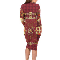 Zodiac Signs Long Sleeve Bodycon Dress The Fire Element Baroque Hearts Card