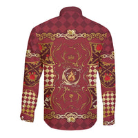 Zodiac Signs Long Sleeve Button Shirt The Fire Element Baroque Hearts Card
