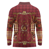 Zodiac Signs Long Sleeve Polo Shirt The Fire Element Baroque Hearts Card
