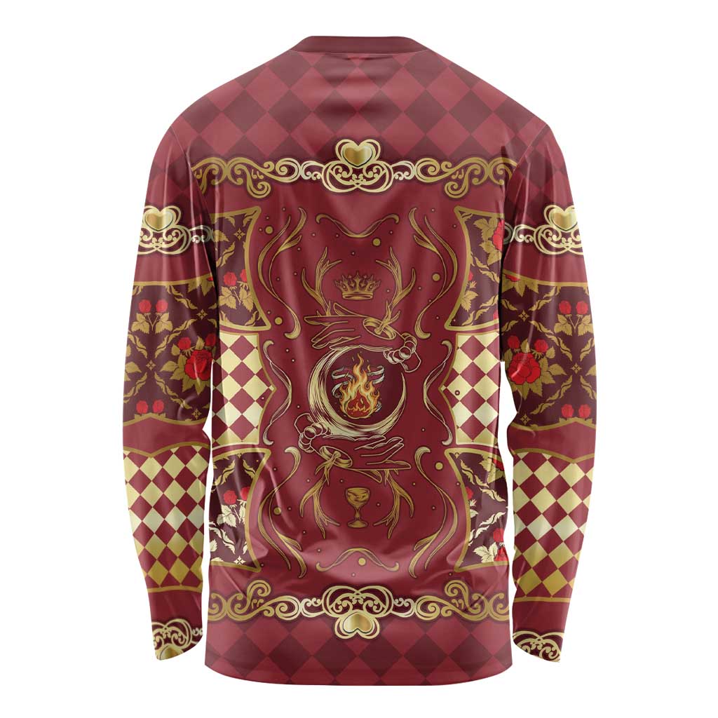 Zodiac Signs Long Sleeve Shirt The Fire Element Baroque Hearts Card
