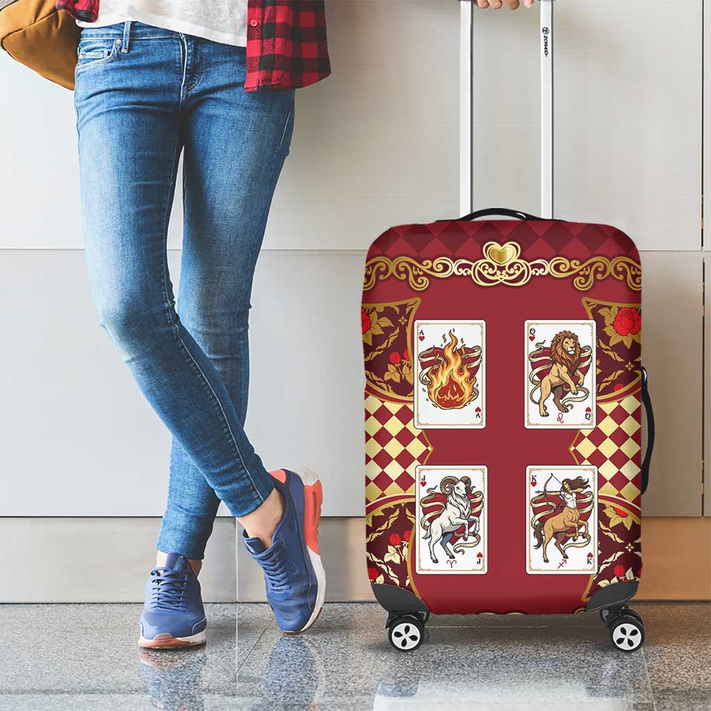 Zodiac Signs Luggage Cover The Fire Element Baroque Hearts Card
