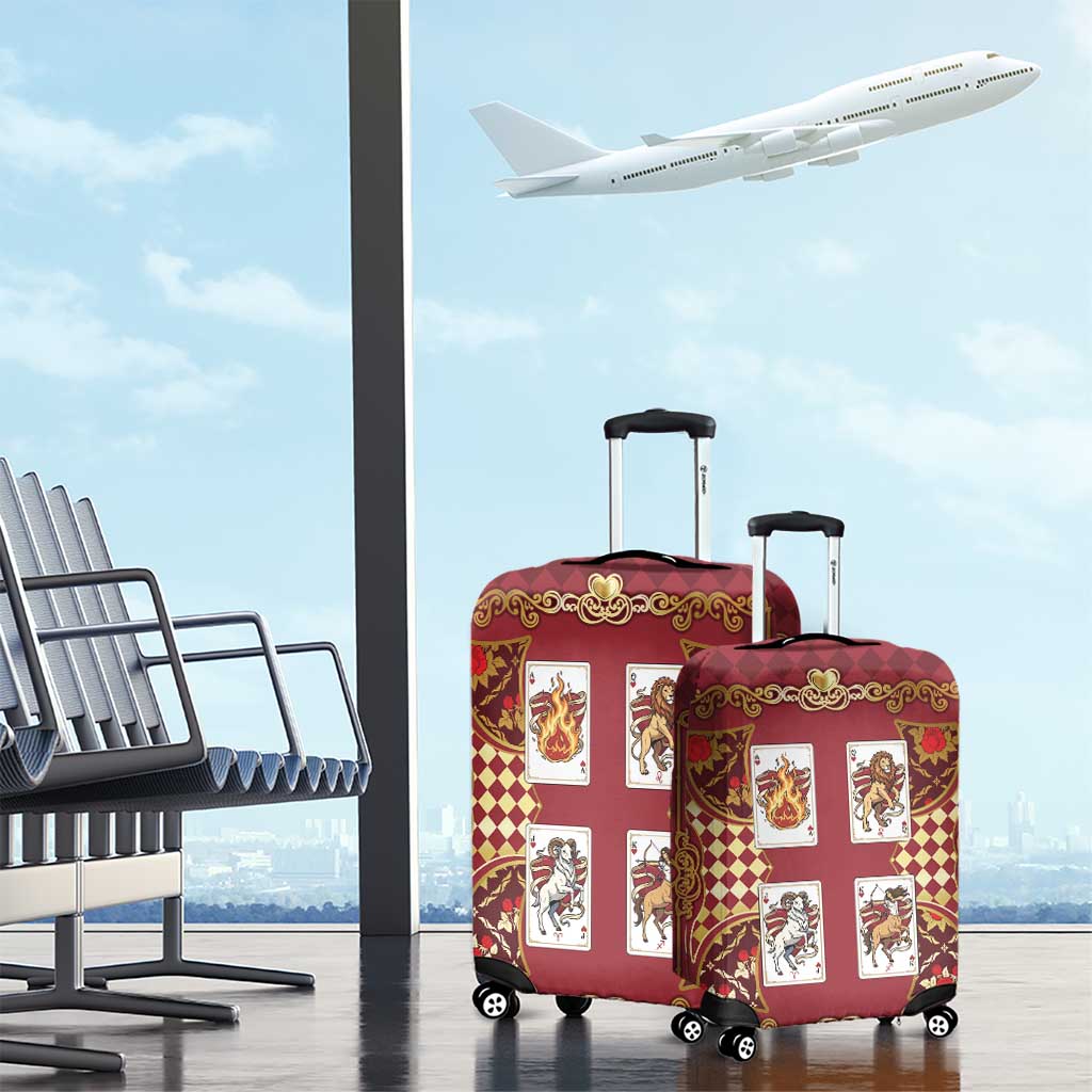 Zodiac Signs Luggage Cover The Fire Element Baroque Hearts Card