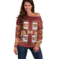 Zodiac Signs Off Shoulder Sweater The Fire Element Baroque Hearts Card
