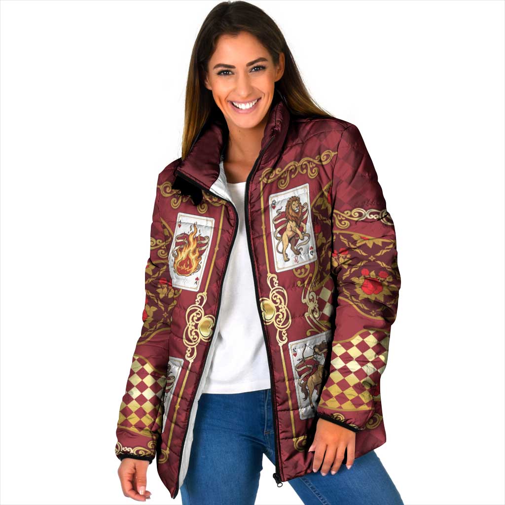 Zodiac Signs Padded Jacket The Fire Element Baroque Hearts Card