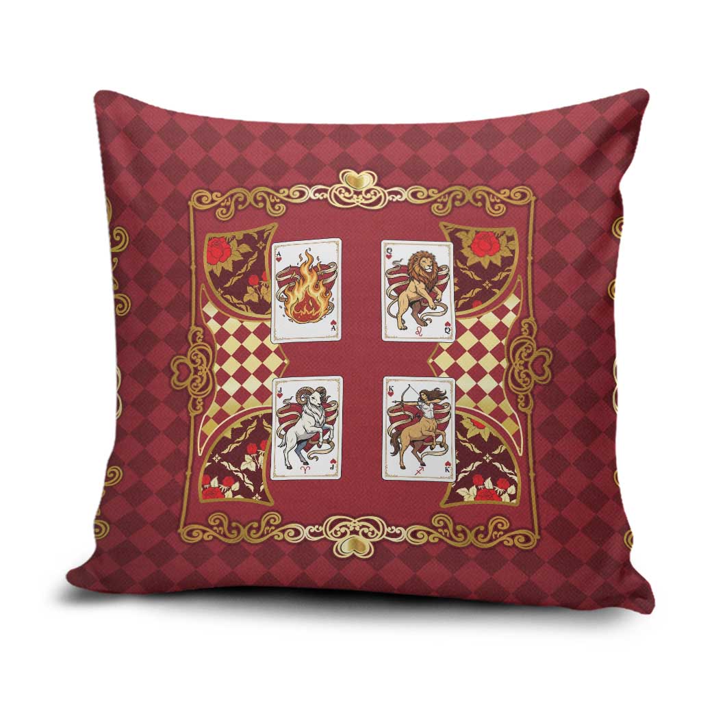 Zodiac Signs Pillow Cover The Fire Element Baroque Hearts Card
