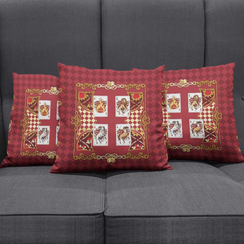 Zodiac Signs Pillow Cover The Fire Element Baroque Hearts Card