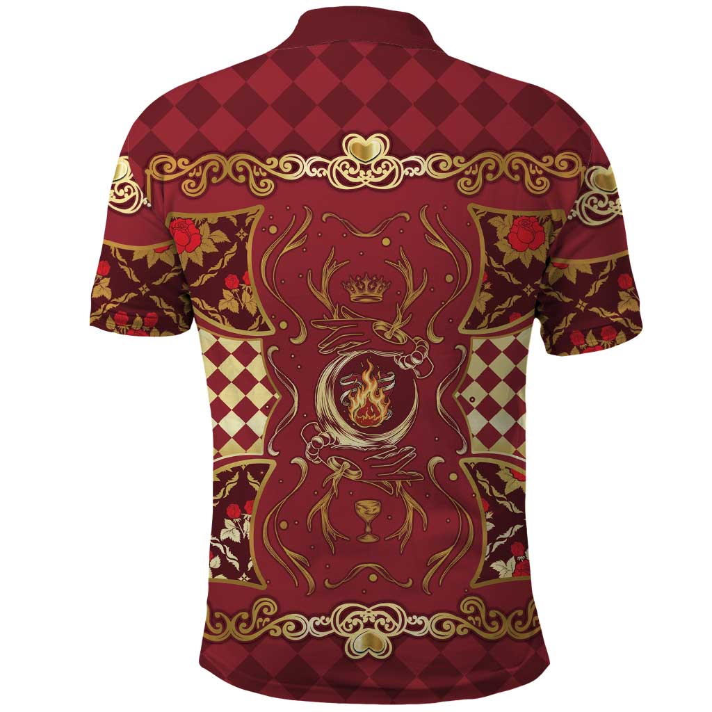Zodiac Signs Polo Shirt The Fire Element Baroque Hearts Card
