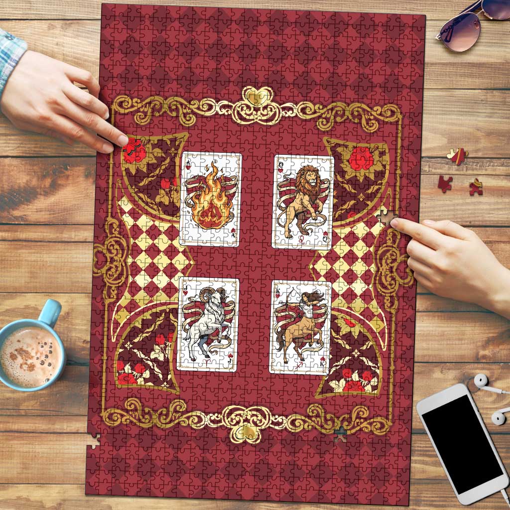 Zodiac Signs Puzzle The Fire Element Baroque Hearts Card