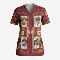 Zodiac Signs Scrub Top The Fire Element Baroque Hearts Card