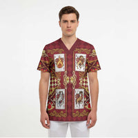 Zodiac Signs Scrub Top The Fire Element Baroque Hearts Card