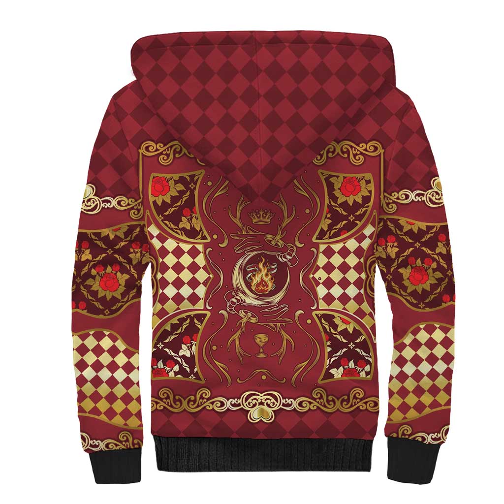 Zodiac Signs Sherpa Hoodie The Fire Element Baroque Hearts Card