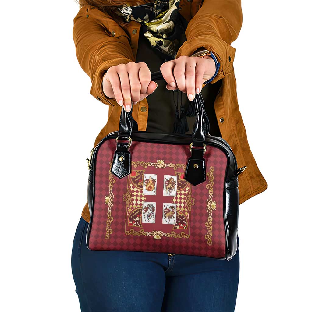 Zodiac Signs Shoulder Handbag The Fire Element Baroque Hearts Card