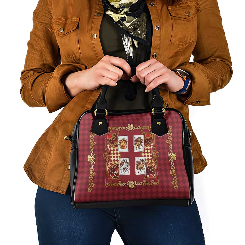 Zodiac Signs Shoulder Handbag The Fire Element Baroque Hearts Card