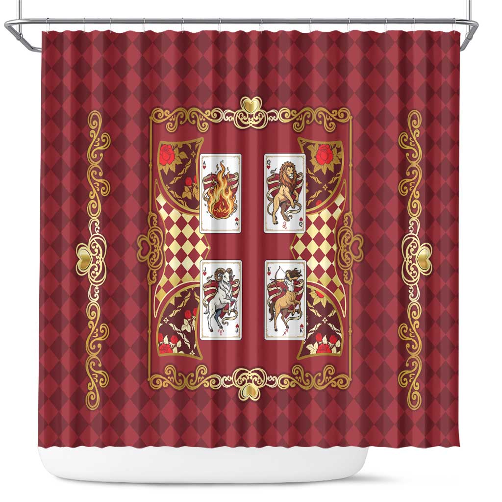 Zodiac Signs Shower Curtain The Fire Element Baroque Hearts Card
