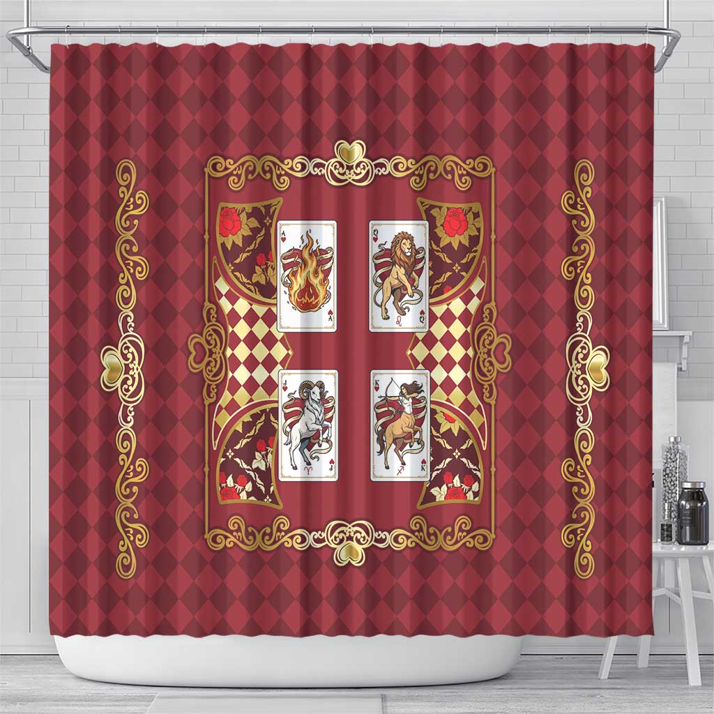 Zodiac Signs Shower Curtain The Fire Element Baroque Hearts Card
