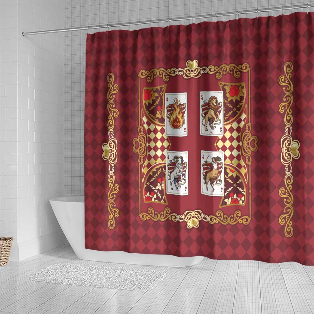 Zodiac Signs Shower Curtain The Fire Element Baroque Hearts Card