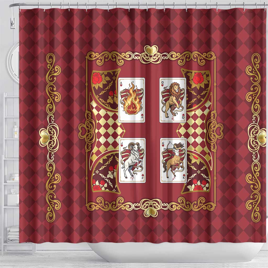 Zodiac Signs Shower Curtain The Fire Element Baroque Hearts Card