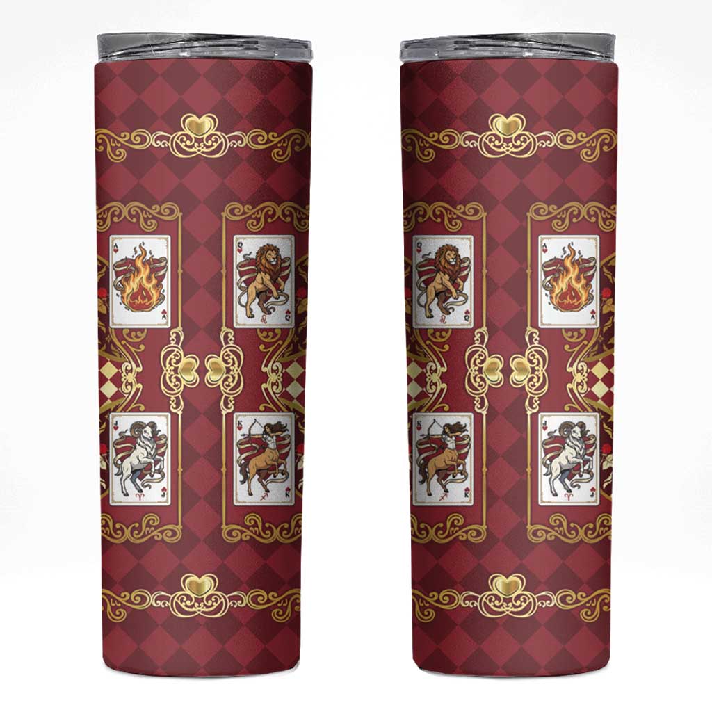 Zodiac Signs Skinny Tumbler The Fire Element Baroque Hearts Card