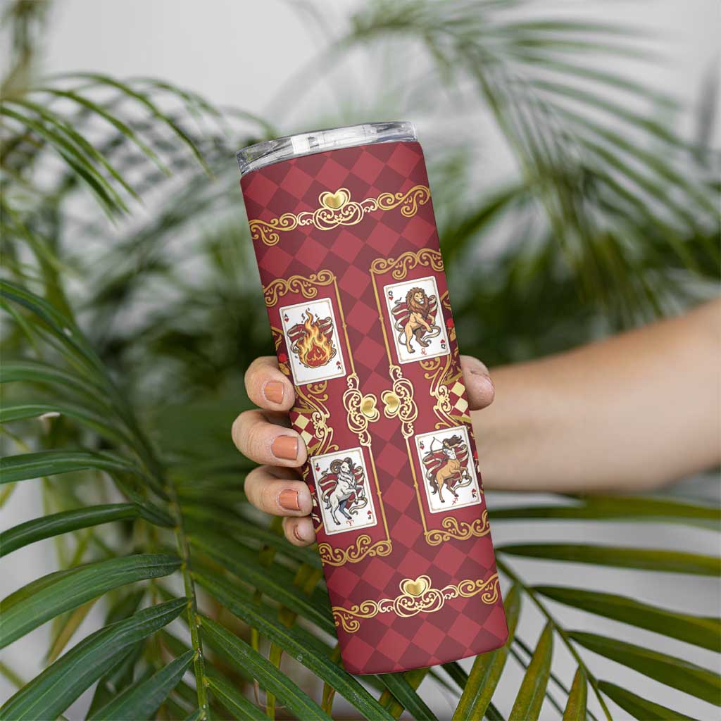 Zodiac Signs Skinny Tumbler The Fire Element Baroque Hearts Card