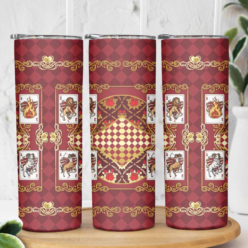 Zodiac Signs Skinny Tumbler The Fire Element Baroque Hearts Card