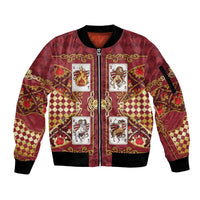 Zodiac Signs Sleeve Zip Bomber Jacket The Fire Element Baroque Hearts Card