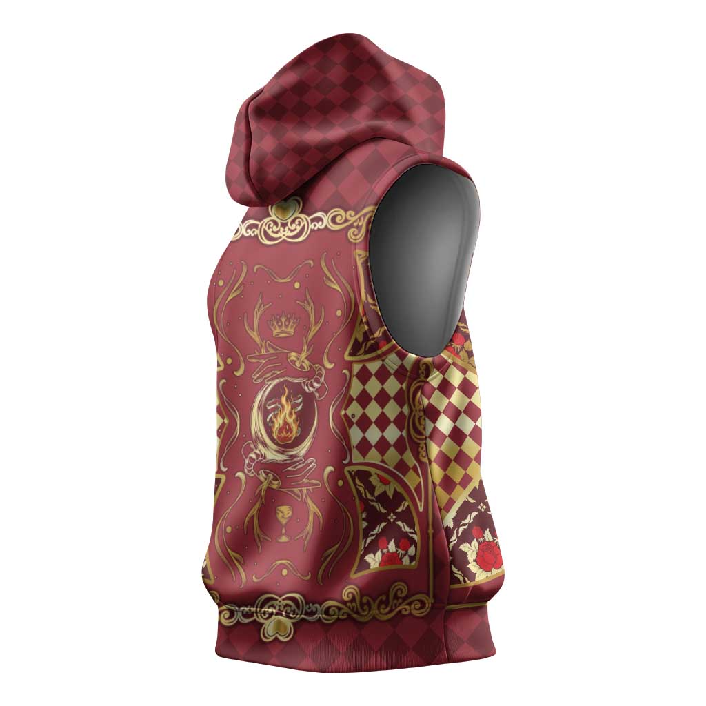Zodiac Signs Sleeveless Hoodie The Fire Element Baroque Hearts Card