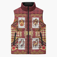 Zodiac Signs Sleeveless Puffer Jacket The Fire Element Baroque Hearts Card