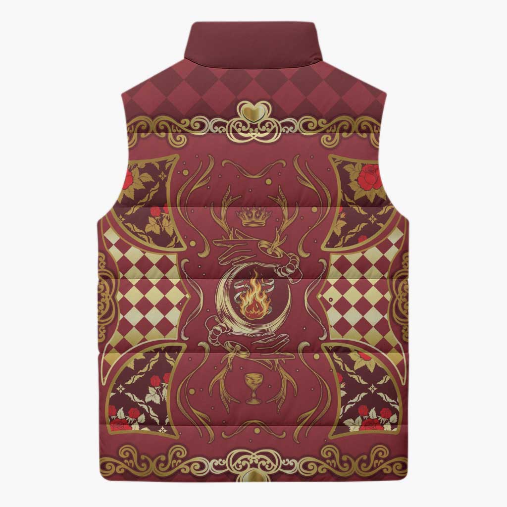Zodiac Signs Sleeveless Puffer Jacket The Fire Element Baroque Hearts Card