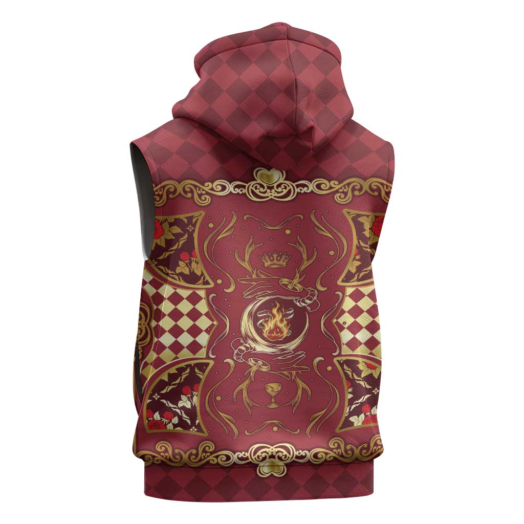 Zodiac Signs Sleeveless Zip Hoodie The Fire Element Baroque Hearts Card