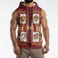 Zodiac Signs Sleeveless Zip Hoodie The Fire Element Baroque Hearts Card