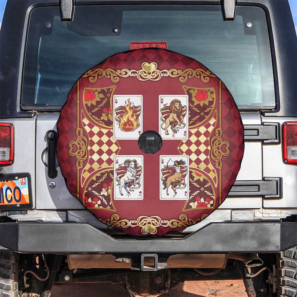 Zodiac Signs Spare Tire Cover The Fire Element Baroque Hearts Card