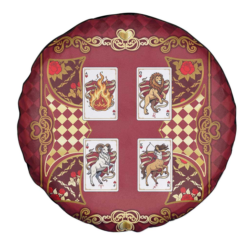 Zodiac Signs Spare Tire Cover The Fire Element Baroque Hearts Card
