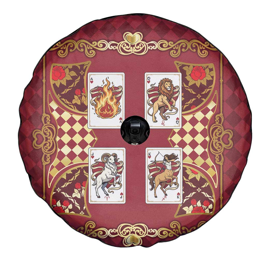 Zodiac Signs Spare Tire Cover The Fire Element Baroque Hearts Card