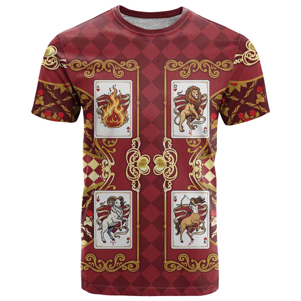 Zodiac Signs T Shirt The Fire Element Baroque Hearts Card