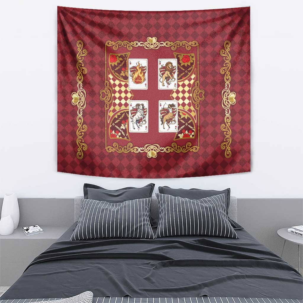 Zodiac Signs Tapestry The Fire Element Baroque Hearts Card