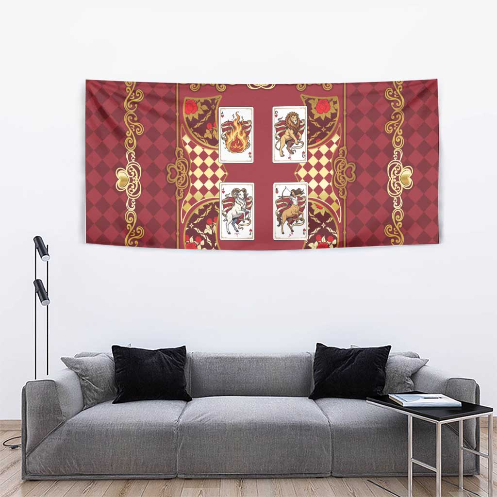 Zodiac Signs Tapestry The Fire Element Baroque Hearts Card