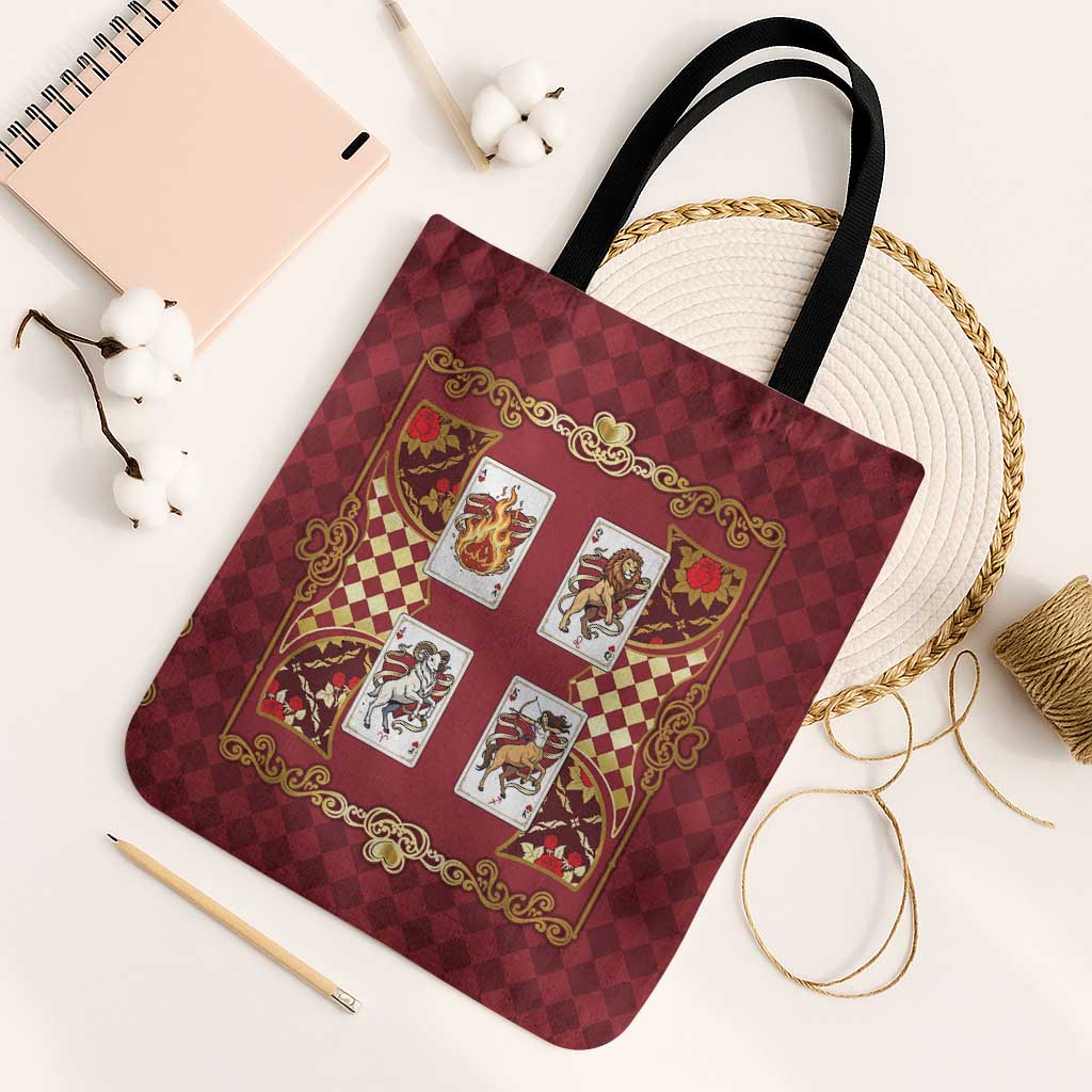 Zodiac Signs Tote Bag The Fire Element Baroque Hearts Card