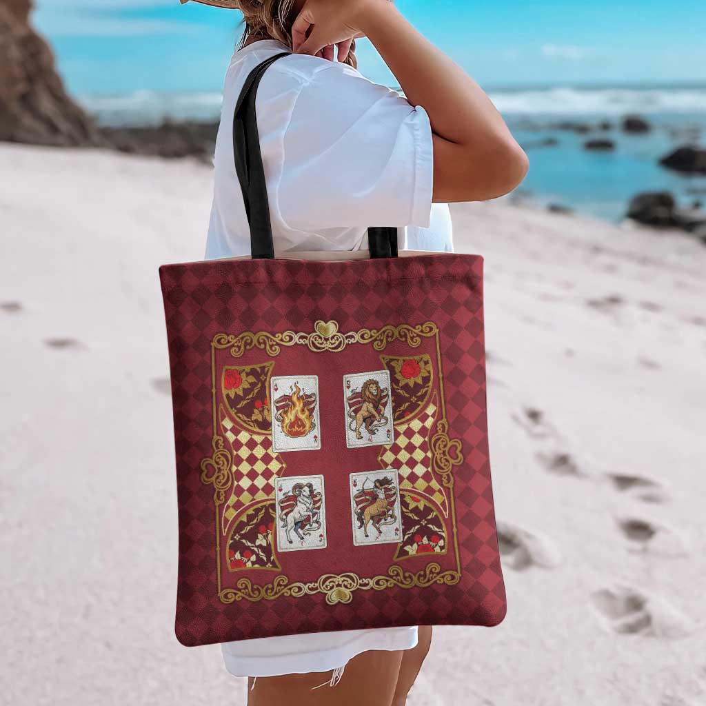 Zodiac Signs Tote Bag The Fire Element Baroque Hearts Card