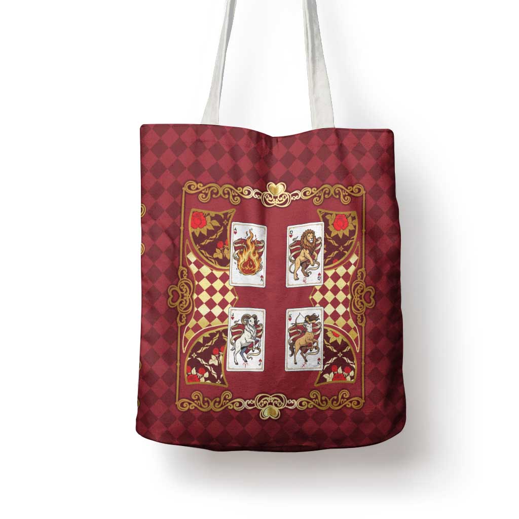 Zodiac Signs Tote Bag The Fire Element Baroque Hearts Card
