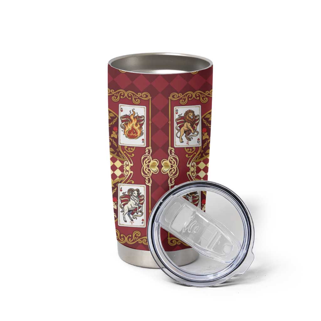 Zodiac Signs Tumbler Cup The Fire Element Baroque Hearts Card