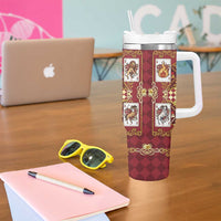 Zodiac Signs Tumbler With Handle The Fire Element Baroque Hearts Card
