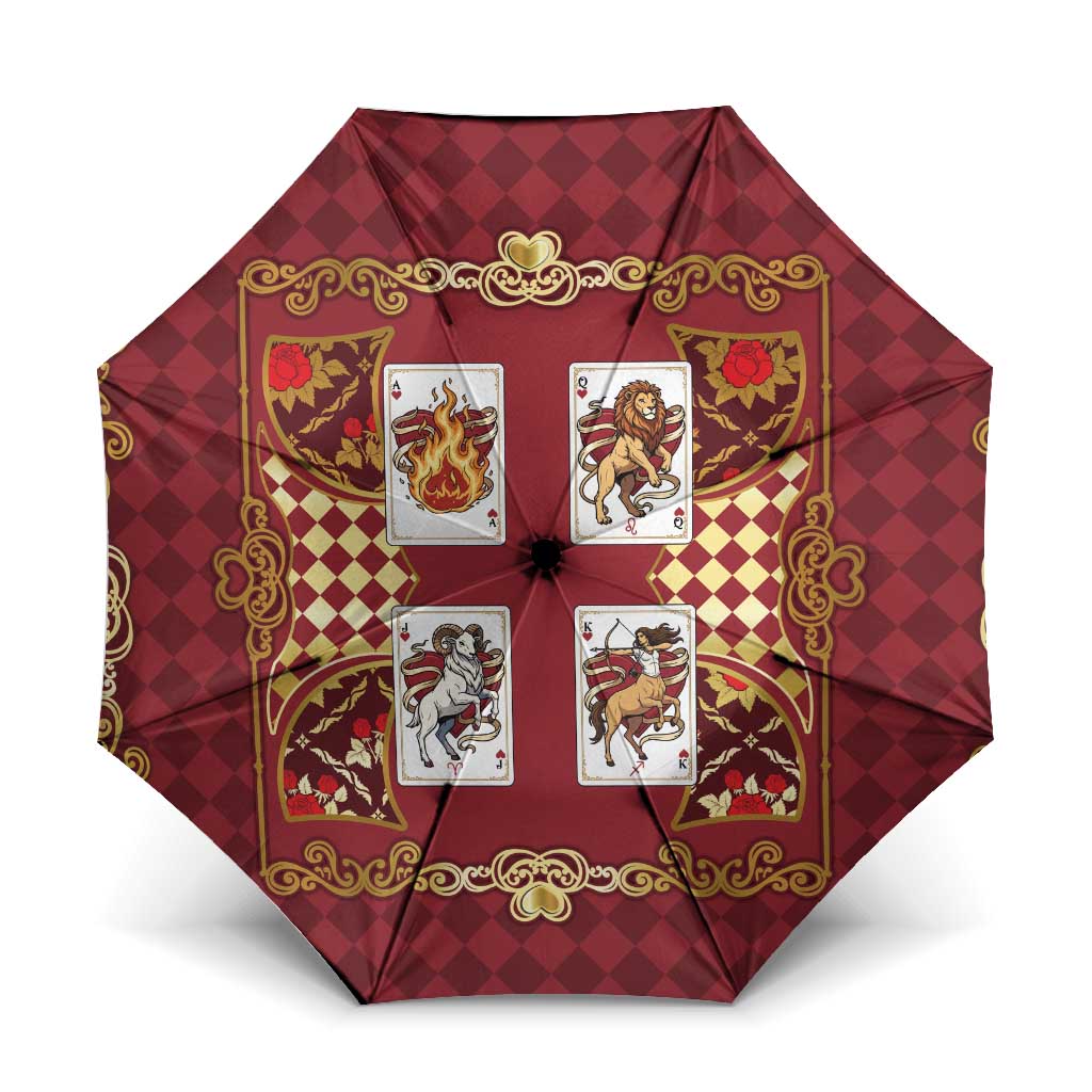 Zodiac Signs Umbrella The Fire Element Baroque Hearts Card