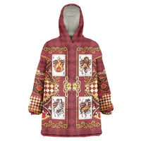 Zodiac Signs Wearable Blanket Hoodie The Fire Element Baroque Hearts Card