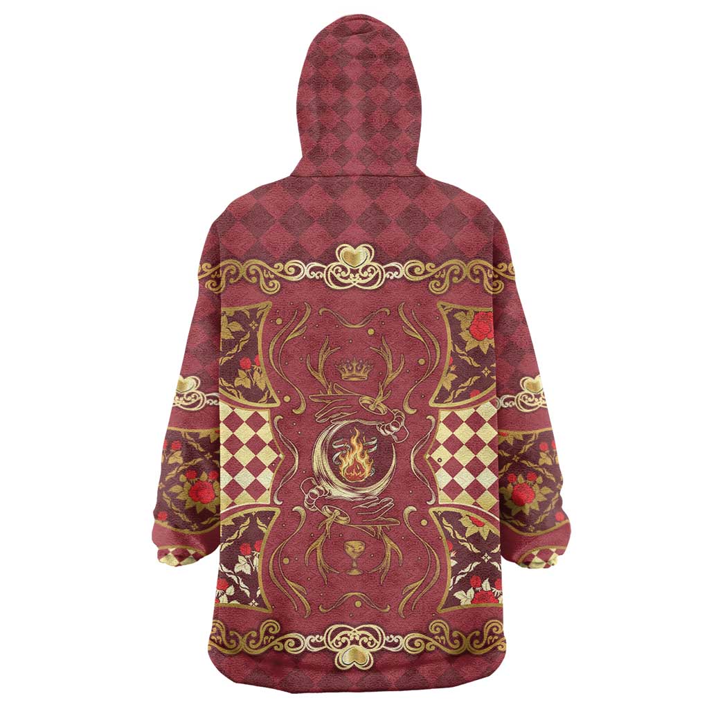 Zodiac Signs Wearable Blanket Hoodie The Fire Element Baroque Hearts Card